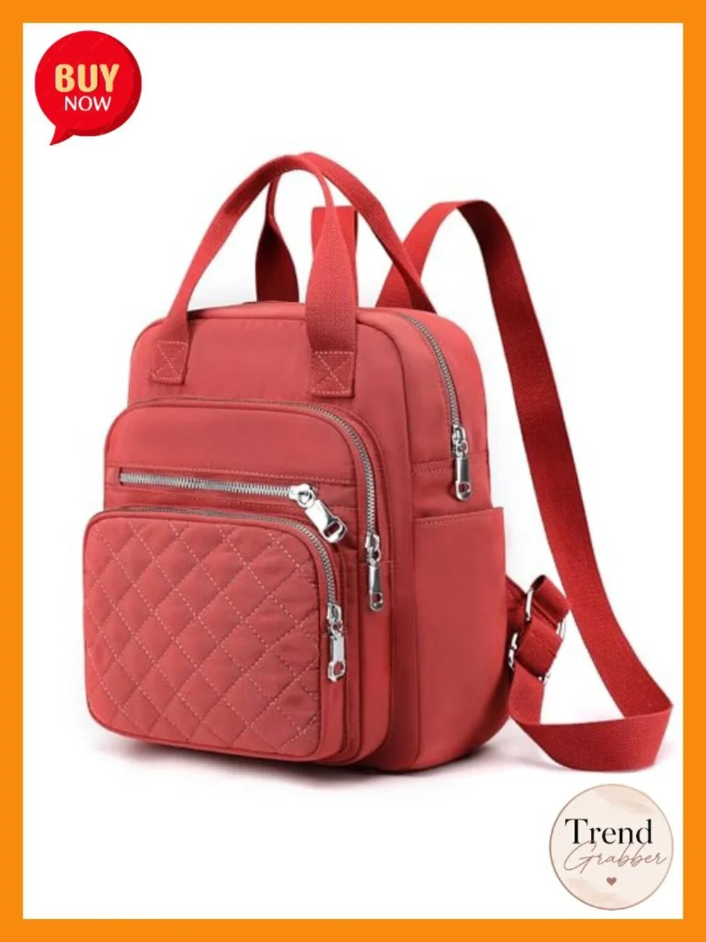 Quilted Small Backpack for Women Waterproof Multi Pocket Daypack Top Handle